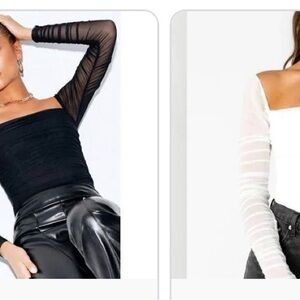 SET OF 2 Princess Polly Delay Black and White Body suits size 2